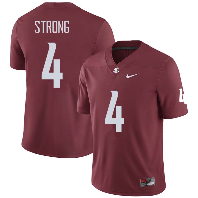 Washington State Cougars #4 Marcus Strong College Football Jerseys Sale-Crimson